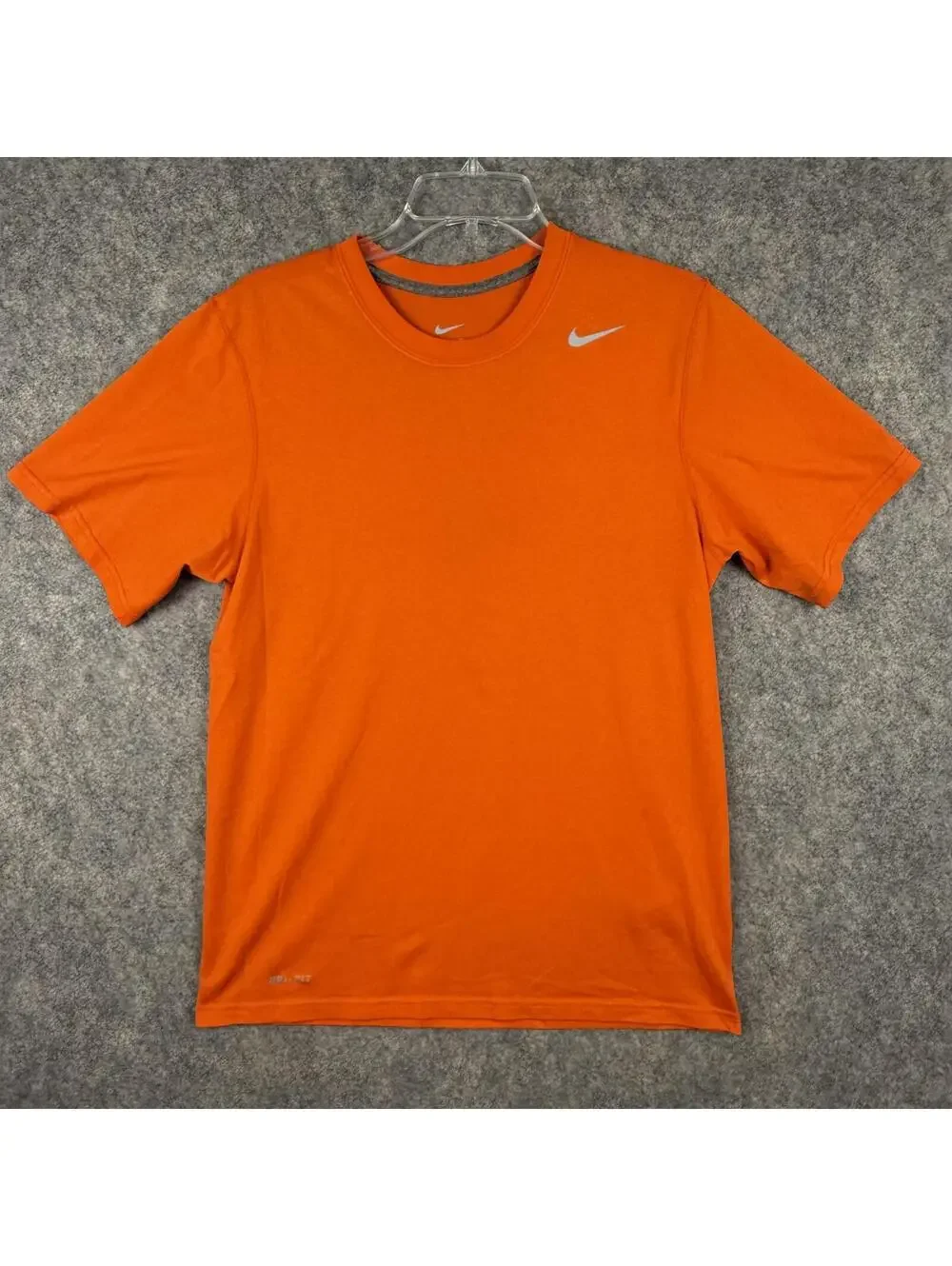 Nike Dri-Fit T Shirt Orange Silver Swoosh Workout Running Men Size Small 624